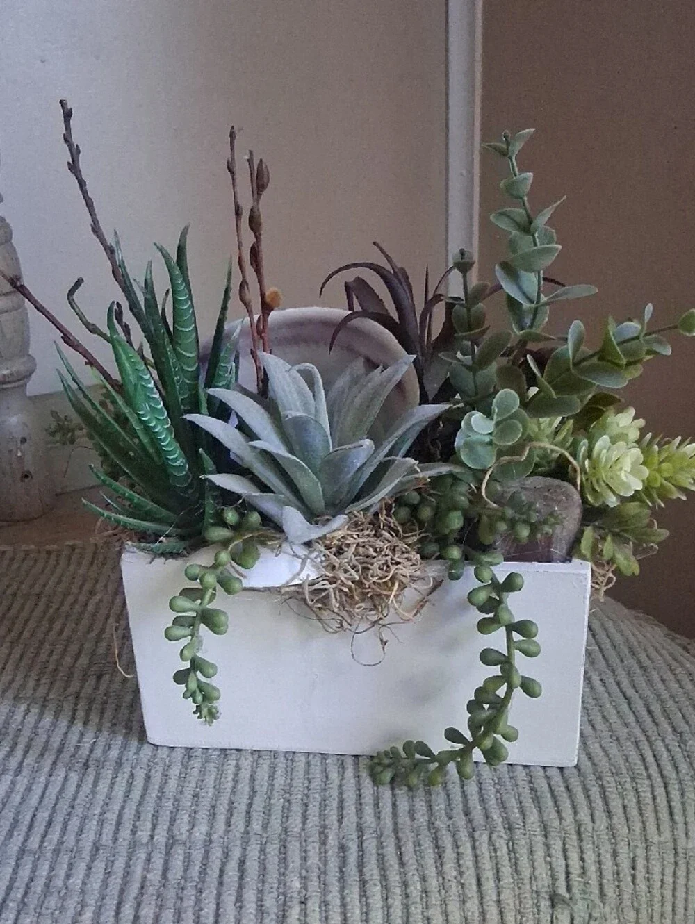 Home Accents Faux Succulent Arrangement in White Planter